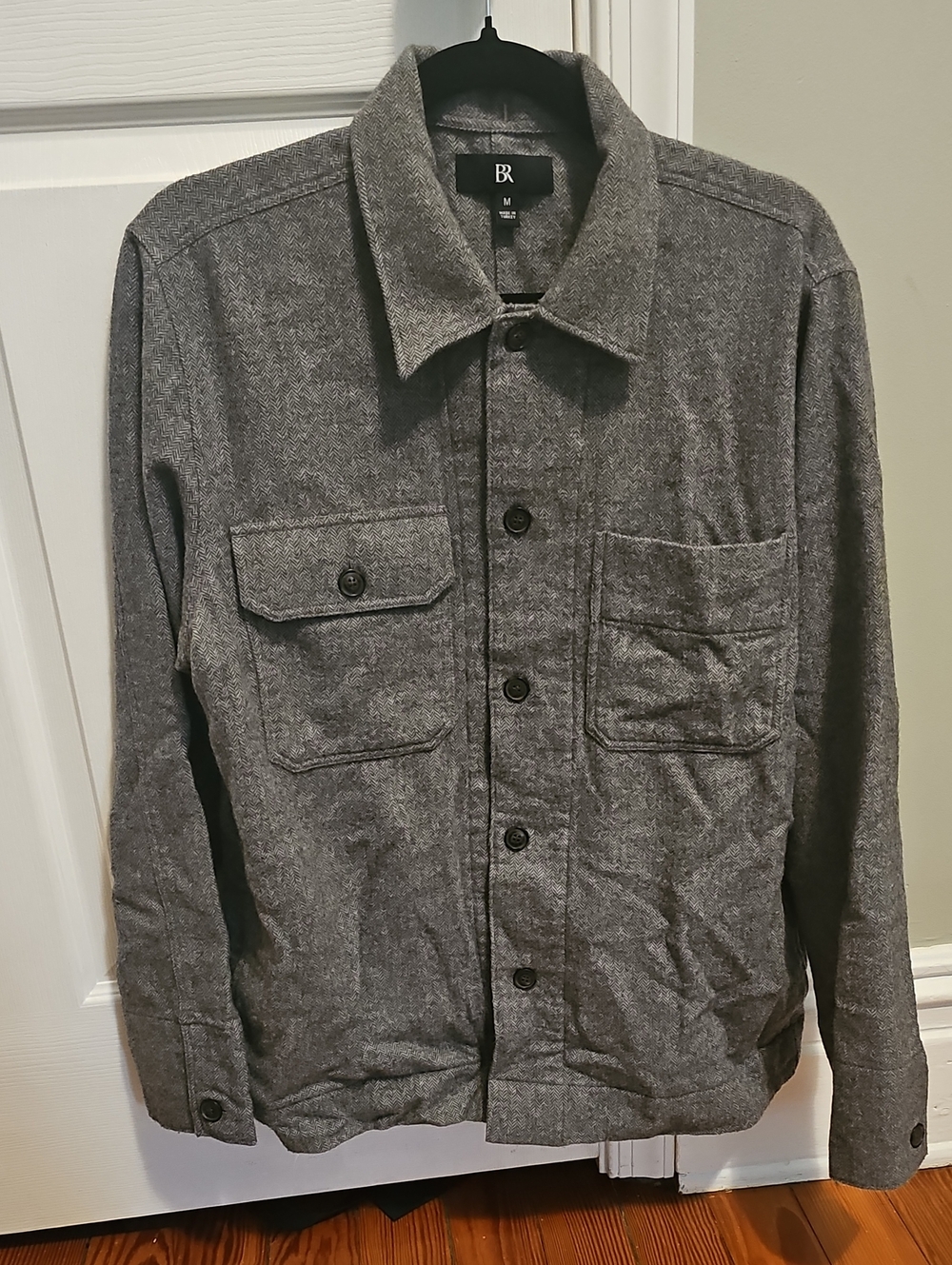 Banana Republic Grey Herringbone Shirt Jacket
